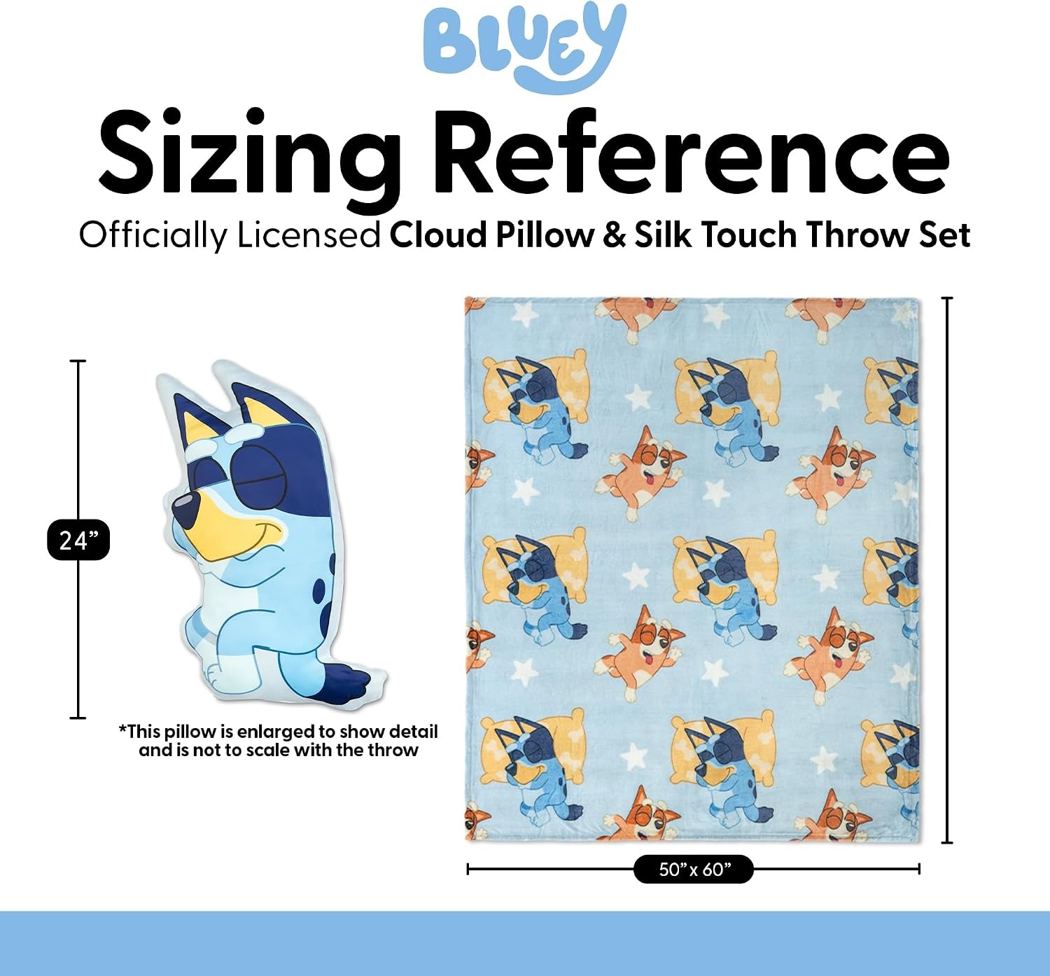 image:imageNorthwest Bluey and Bingo Rainbow Cloud Pal and Throw Blanket Set Soft 50 x 60 Inch Fleece Throw with 24 Inch Character Shaped Pillow Cozy 2Piece Gift Set for Bedroom or TravelBluey Sleeping