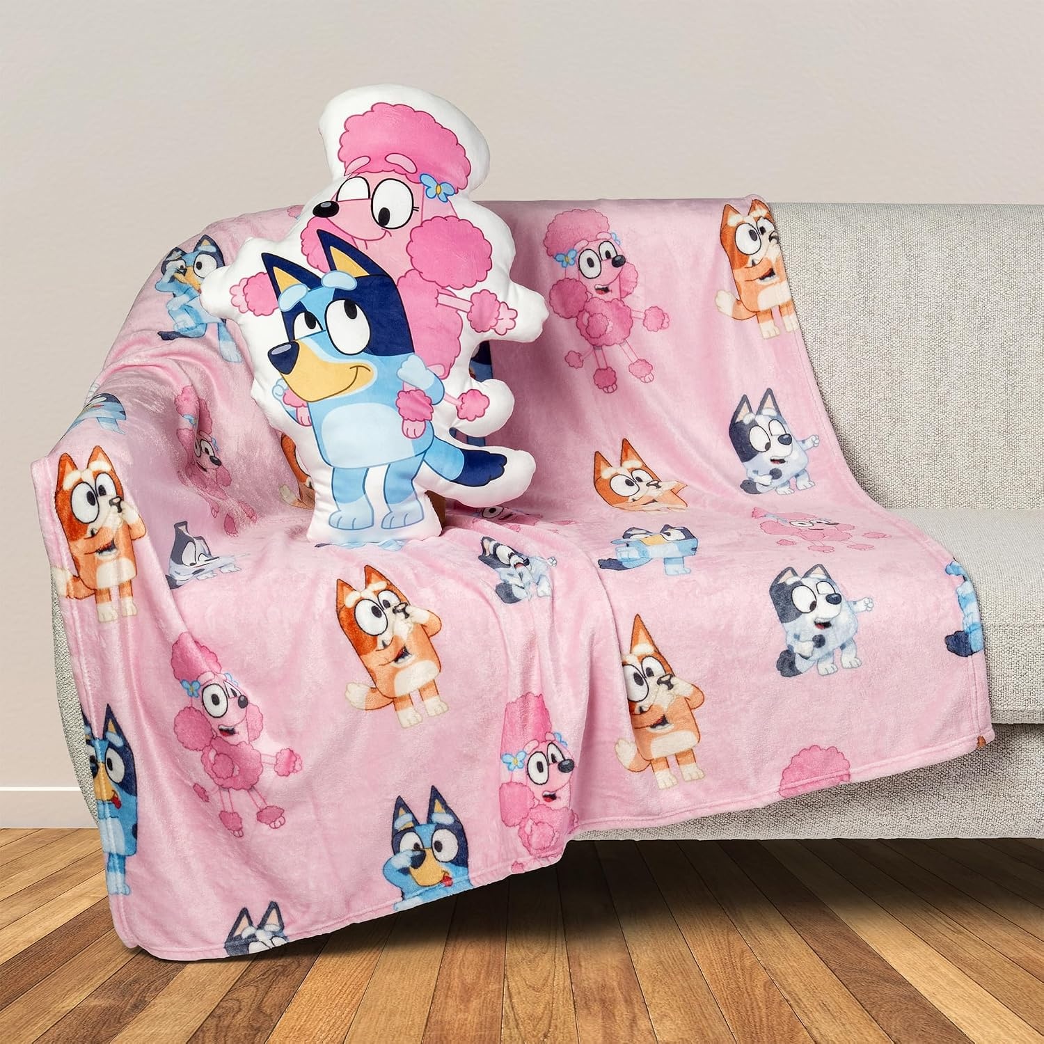 image:imageNorthwest Bluey and Bingo Rainbow Cloud Pal and Throw Blanket Set Soft 50 x 60 Inch Fleece Throw with 24 Inch Character Shaped Pillow Cozy 2Piece Gift Set for Bedroom or TravelBluey and Coco Bestie