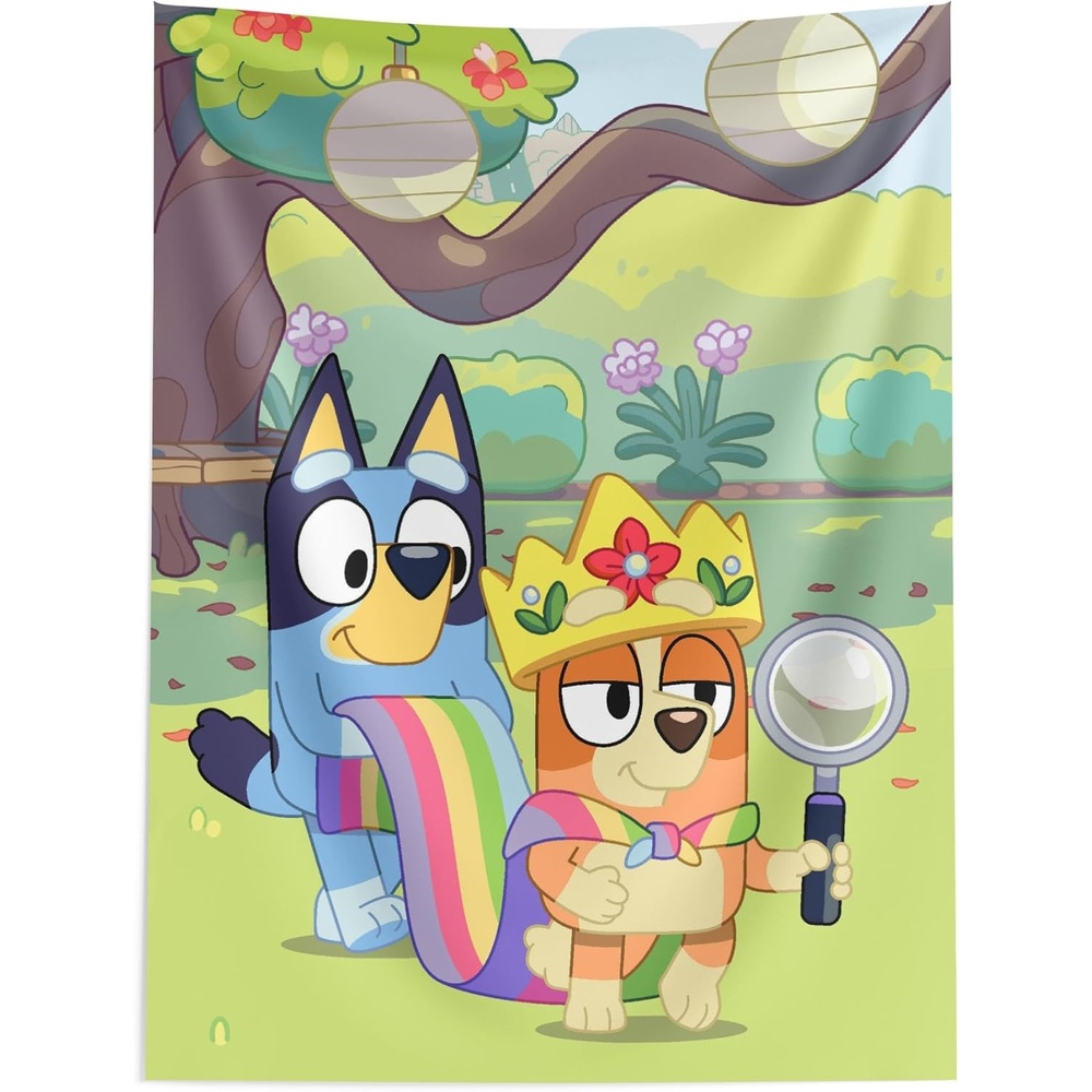 image:imageNorthwest Bluey Happy Explorers Wall Hanging Tapestry Nursery Playroom Decor Lightweight Washable Fade Resistant 40x57 inchesBluey Queen Bingo