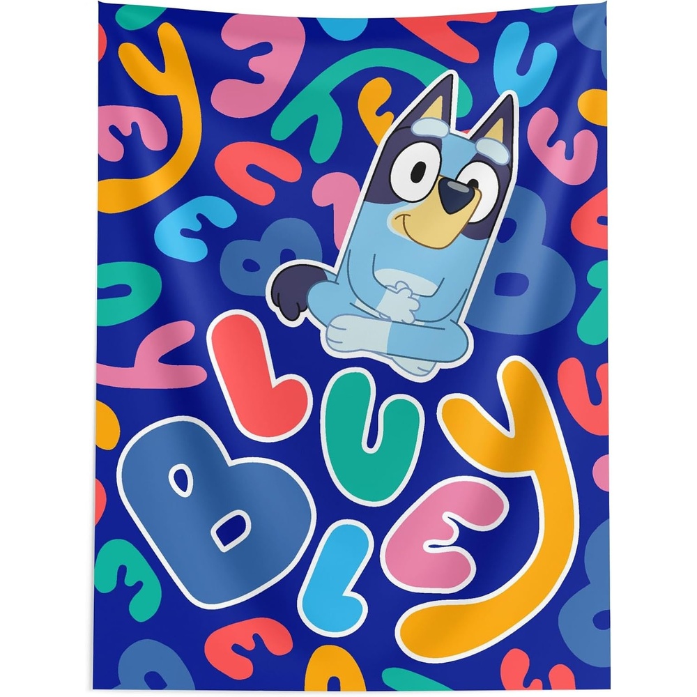 image:imageNorthwest Bluey Happy Explorers Wall Hanging Tapestry Nursery Playroom Decor Lightweight Washable Fade Resistant 40x57 inchesBluey Spelling Bluey