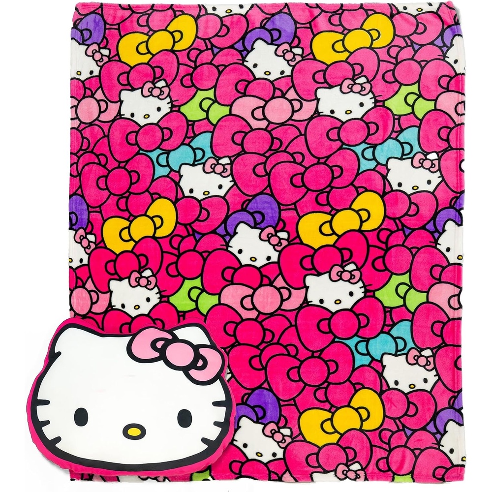 image:imageNorthwest Bluey and Bingo Rainbow Cloud Pal and Throw Blanket Set Soft 50 x 60 Inch Fleece Throw with 24 Inch Character Shaped Pillow Cozy 2Piece Gift Set for Bedroom or TravelHello Kitty Lost in Bows