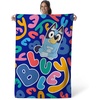 Northwest Bluey Happy Explorers Wall Hanging Tapestry, Nursery Playroom Decor, Lightweight Washable Fade Resistant, 40×57 inches(Bluey Spelling Bluey)