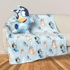 Northwest Bluey and Bingo Rainbow Cloud Pal and Throw Blanket Set, Soft 50 x 60 Inch Fleece Throw with 24 Inch Character Shaped Pillow, Cozy 2-Piece Gift Set for Bedroom or Travel(Bluey and Family Dance)