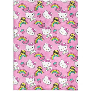 Northwest Bluey Bunny Pup Throw Blanket Oversized Silk Touch Throw, Ultra-Soft Lightweight Fleece Décor, 50 x 70 inches(Hello Kitty Tie Dye Rainbow)