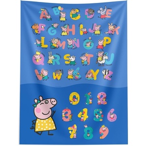 Northwest Bluey Happy Explorers Wall Hanging Tapestry, Nursery Playroom Decor, Lightweight Washable Fade Resistant, 40×57 inches(Peppa Pig Peppa Learns)