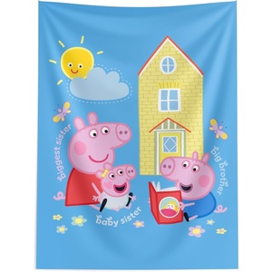 Northwest Bluey Happy Explorers Wall Hanging Tapestry, Nursery Playroom Decor, Lightweight Washable Fade Resistant, 40×57 inches(Peppa Pig Sibling Time)