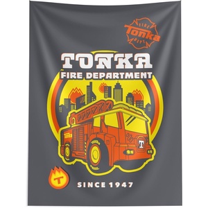Northwest Bluey Happy Explorers Wall Hanging Tapestry, Nursery Playroom Decor, Lightweight Washable Fade Resistant, 40×57 inches(Tonka Fire Department)