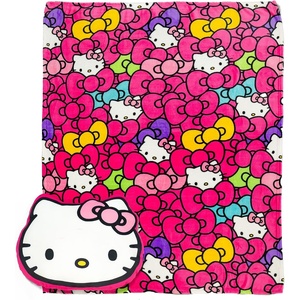 Northwest Bluey and Bingo Rainbow Cloud Pal and Throw Blanket Set, Soft 50 x 60 Inch Fleece Throw with 24 Inch Character Shaped Pillow, Cozy 2-Piece Gift Set for Bedroom or Travel(Hello Kitty Lost in Bows)