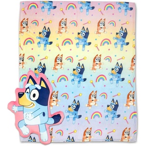 Northwest Bluey and Bingo Rainbow Cloud Pal and Throw Blanket Set, Soft 50 x 60 Inch Fleece Throw with 24 Inch Character Shaped Pillow, Cozy 2-Piece Gift Set for Bedroom or Travel(Bluey and Bingo Rainbow)