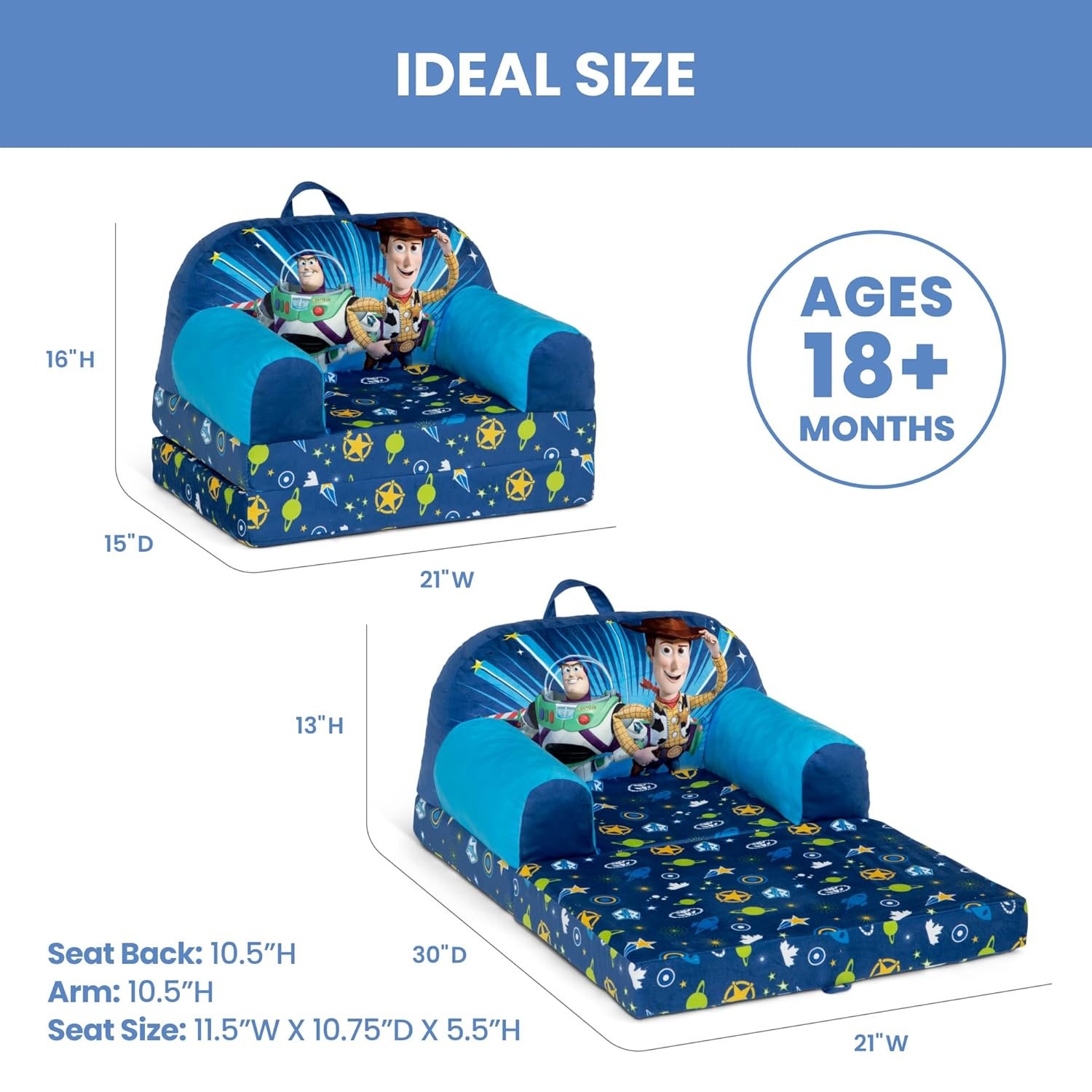 image:imageDelta Children Bluey Cozee Buddy FlipOut Kids Chair BlueToy Story