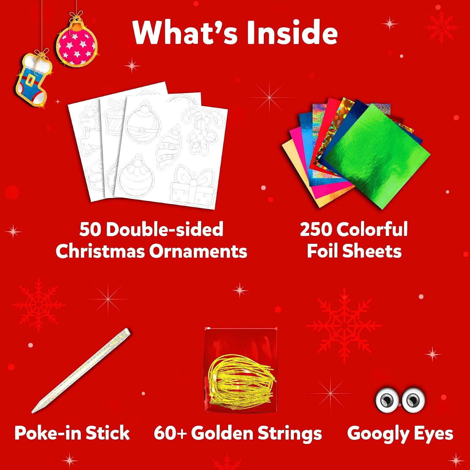 image:imageSkillmatics Foil Fun Disney Princess Foil Art amp Craft Kit Gift for Kids Travel Toy MessFree Sticker Activity DIY Decor For Fans of Cinderella Ariel amp Jasmine Girls amp Boys Ages 4 5 6 7 8Christmas Ornaments