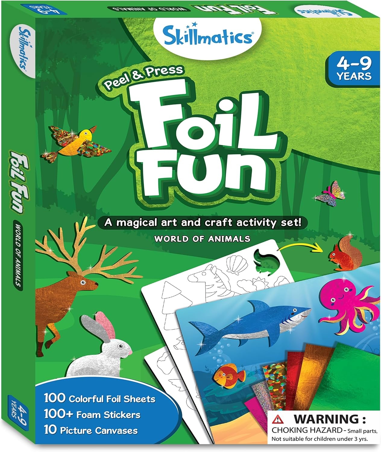 image:imageSkillmatics Foil Fun Disney Princess Foil Art amp Craft Kit Gift for Kids Travel Toy MessFree Sticker Activity DIY Decor For Fans of Cinderella Ariel amp Jasmine Girls amp Boys Ages 4 5 6 7 82 Animals