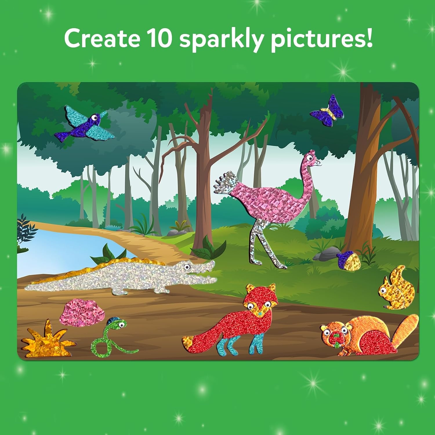 image:imageSkillmatics Foil Fun Disney Princess Foil Art amp Craft Kit Gift for Kids Travel Toy MessFree Sticker Activity DIY Decor For Fans of Cinderella Ariel amp Jasmine Girls amp Boys Ages 4 5 6 7 82 Animals