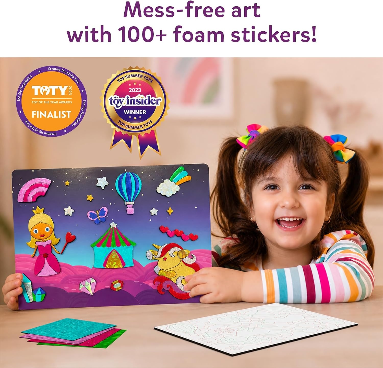 image:imageSkillmatics Foil Fun Disney Princess Foil Art amp Craft Kit Gift for Kids Travel Toy MessFree Sticker Activity DIY Decor For Fans of Cinderella Ariel amp Jasmine Girls amp Boys Ages 4 5 6 7 83 Unicorns Princesses