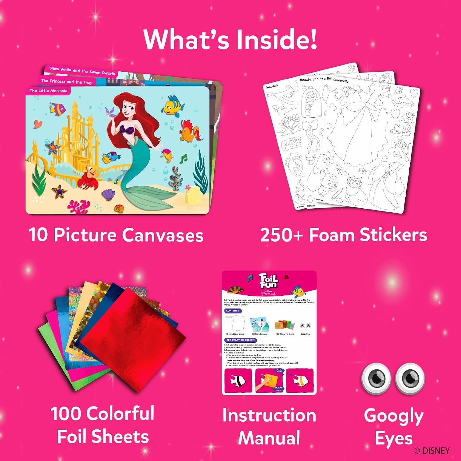 image:imageSkillmatics Foil Fun Disney Princess Foil Art amp Craft Kit Gift for Kids Travel Toy MessFree Sticker Activity DIY Decor For Fans of Cinderella Ariel amp Jasmine Girls amp Boys Ages 4 5 6 7 81 Disney Princess