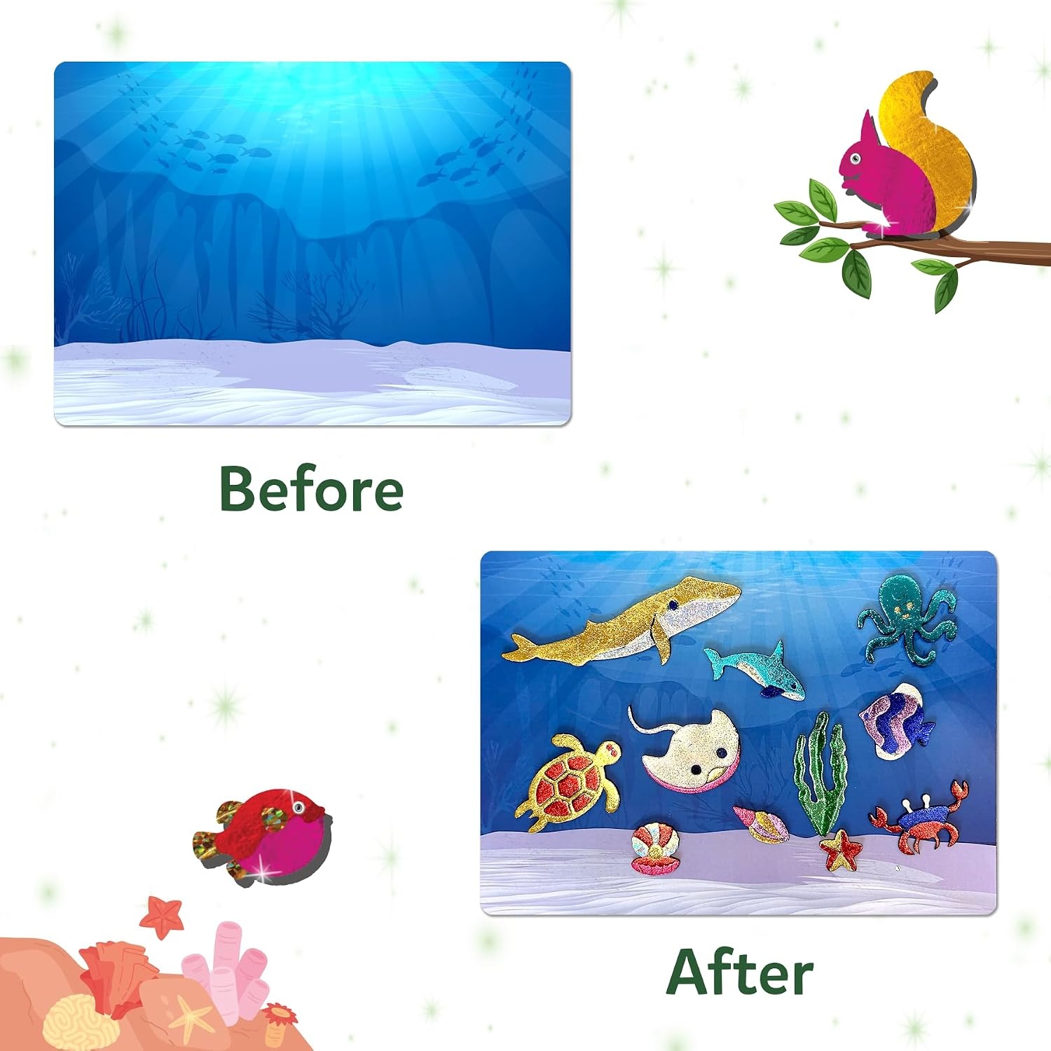 image:imageSkillmatics Foil Fun Disney Princess Foil Art amp Craft Kit Gift for Kids Travel Toy MessFree Sticker Activity DIY Decor For Fans of Cinderella Ariel amp Jasmine Girls amp Boys Ages 4 5 6 7 88 Animals Mega Pack