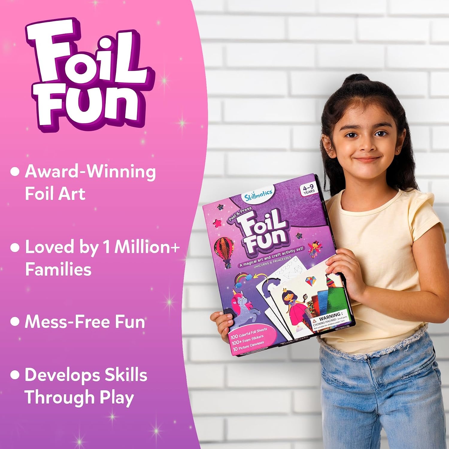 image:imageSkillmatics Foil Fun Disney Princess Foil Art amp Craft Kit Gift for Kids Travel Toy MessFree Sticker Activity DIY Decor For Fans of Cinderella Ariel amp Jasmine Girls amp Boys Ages 4 5 6 7 83 Unicorns Princesses