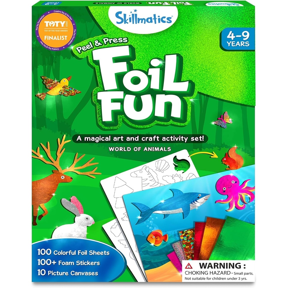 image:imageSkillmatics Foil Fun Disney Princess Foil Art amp Craft Kit Gift for Kids Travel Toy MessFree Sticker Activity DIY Decor For Fans of Cinderella Ariel amp Jasmine Girls amp Boys Ages 4 5 6 7 82 Animals