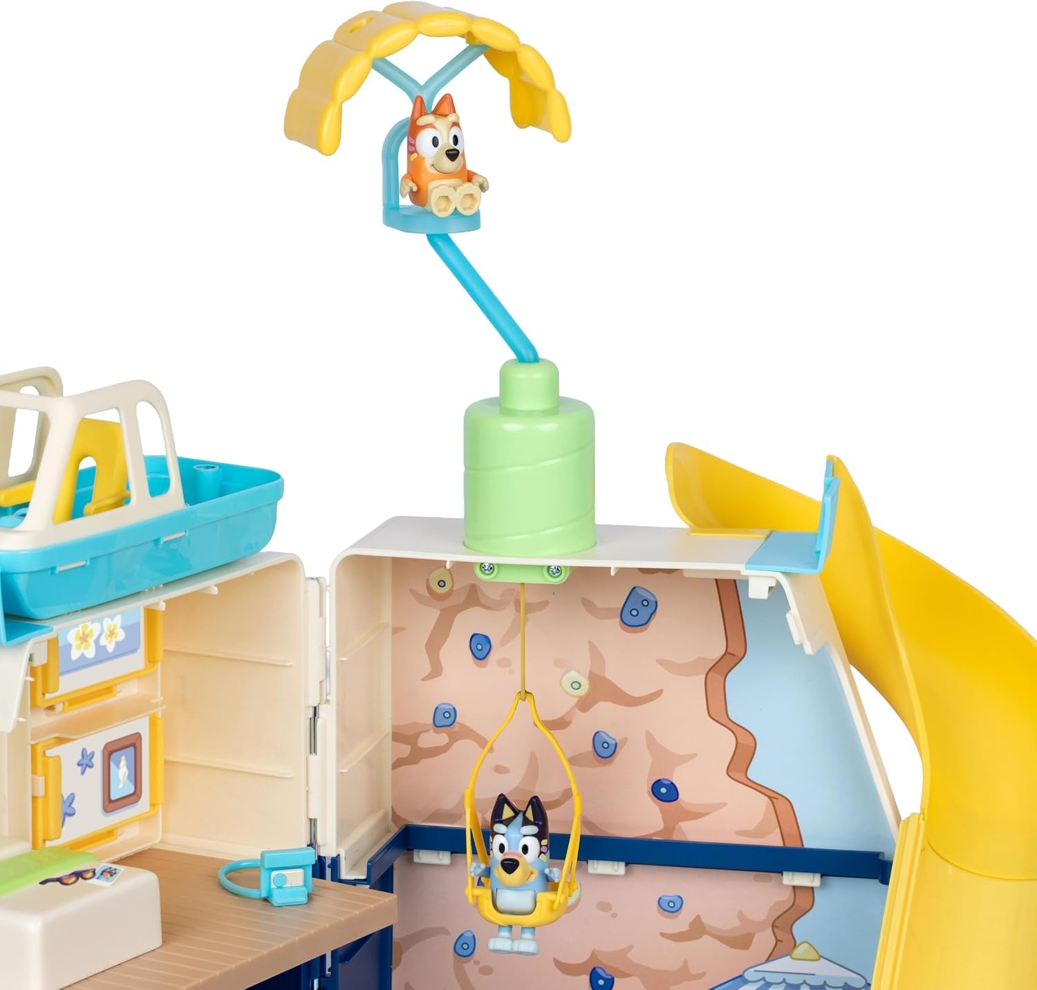 image:imageBluey Cruise Ship Playset Features 5 Play Areas Water Slide Rock Wall Speedboat amp Parasail Includes 15 Accessories Sticker Sheet amp Exclusive Bingo Figures