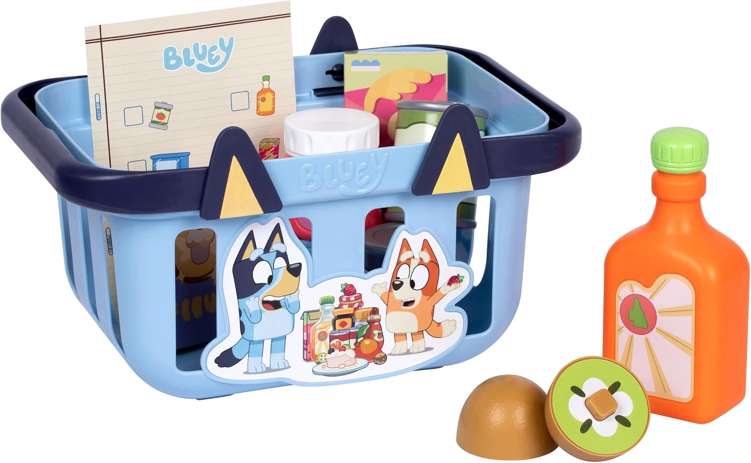 image:imageBluey Shopping Basket 9 Grocery Accessories Toddler Pretend Play  Foldable handles sized for little hands shopping list included roleplay toy for kids ages 3Shopping Basket