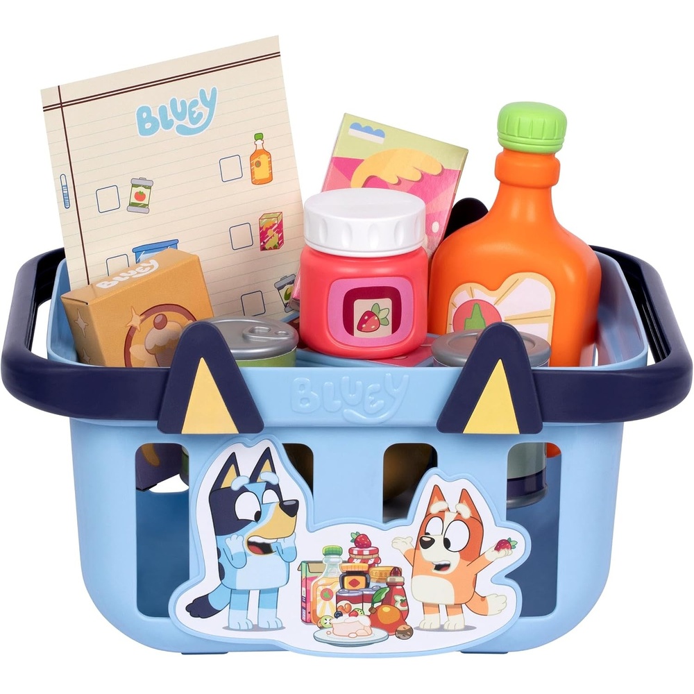 image:imageBluey Shopping Basket 9 Grocery Accessories Toddler Pretend Play Foldable handles sized for little hands shopping list included roleplay toy for kids ages 3Shopping Basket
