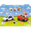 BLUEY Adventure Plane, Airplane Toys, Pilot Figure and Accessories | Open side with fold-down stairs, family seating, and luggage storage in this airplanes for kids playset(Police Car & Firetruck)