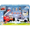 BLUEY Adventure Plane, Airplane Toys, Pilot Figure and Accessories | Open side with fold-down stairs, family seating, and luggage storage in this airplanes for kids playset(Police Car & Firetruck)