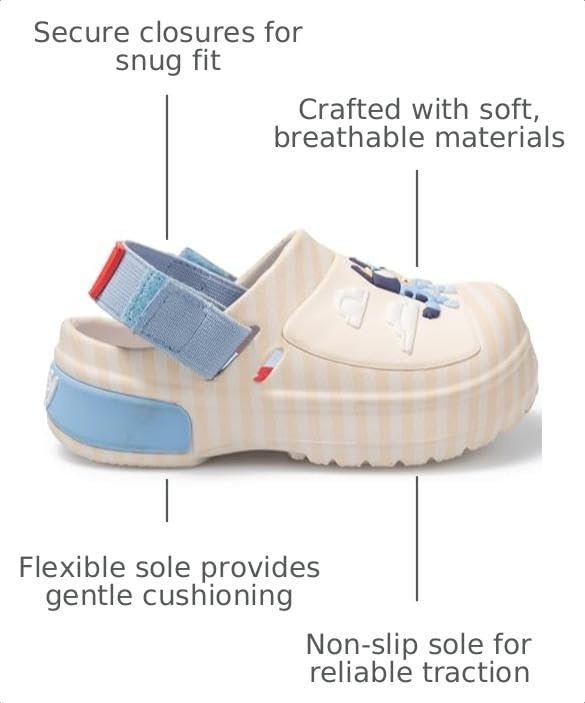 image:imageBluey Officially Licensed Kids Clogs Lightweight SlipOn Sandals with Back Strap Water Shoes for Toddlers amp ChildrenWhite