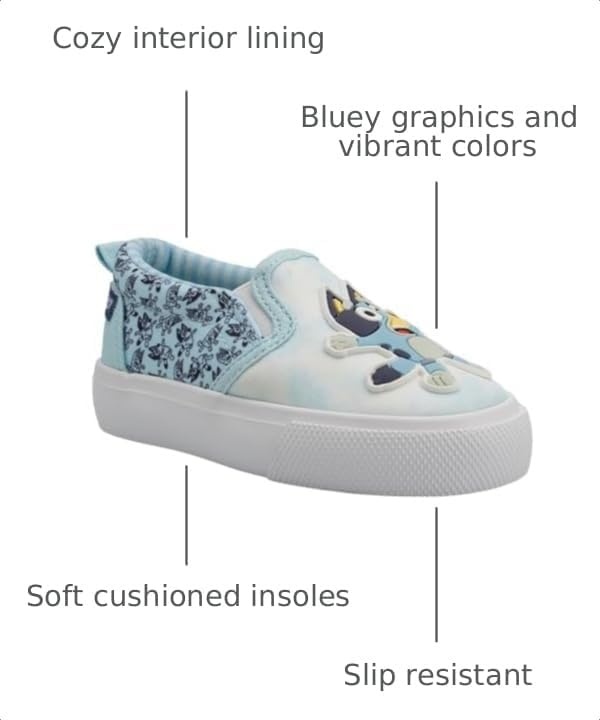 image:imageBluey Shoes for Kids Slip On Toddler Sneakers for Boys and GirlsBlue