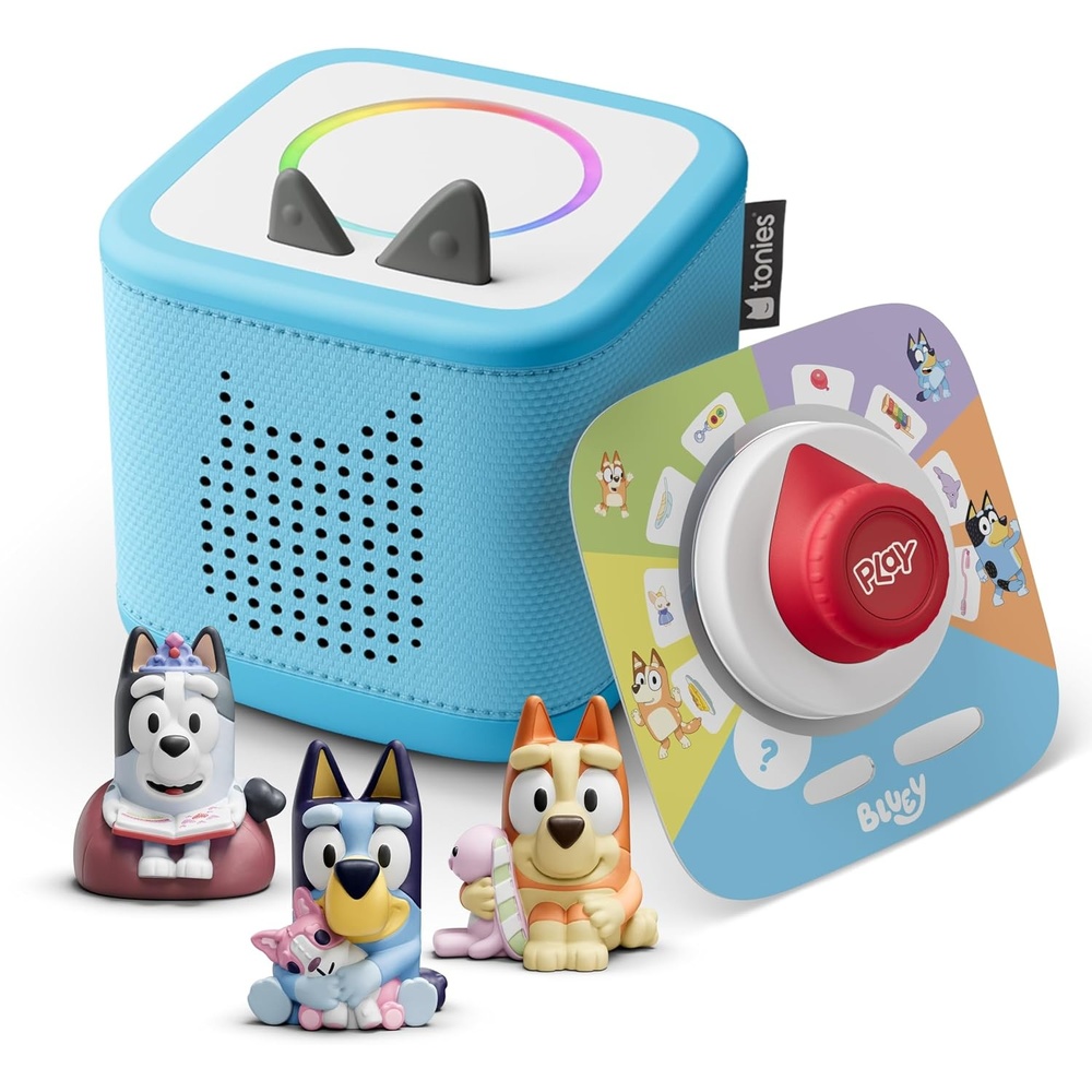 image:imageToniebox 2 Audio Player Speaker Bundle for Kids 3 with Bluey Bingo and Muffin Figurines and Tonieplay Game amp Controller  Cloud PinkSky Blue