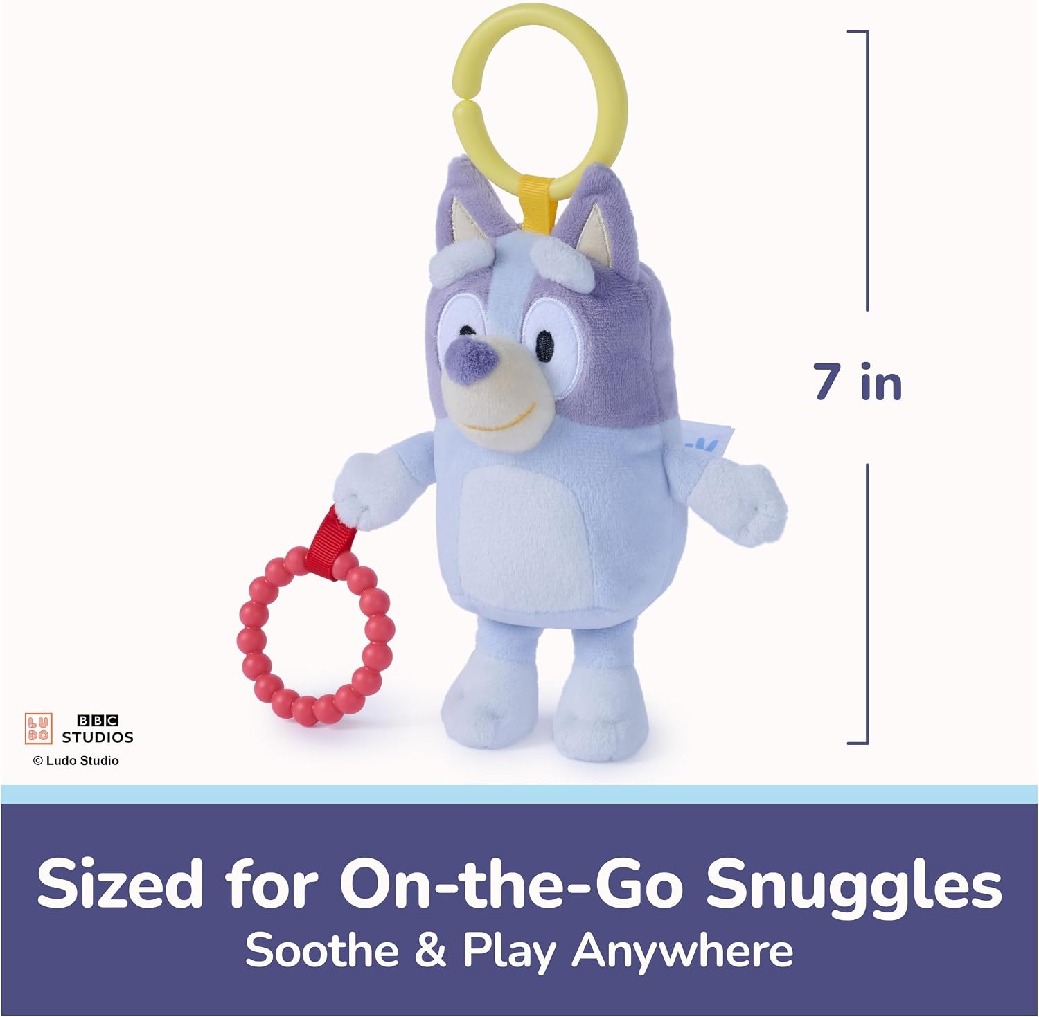 image:imageGUND Bluey Sensory TakeAlong Toy 7Inch Teething Ring Rattle Stroller Toy