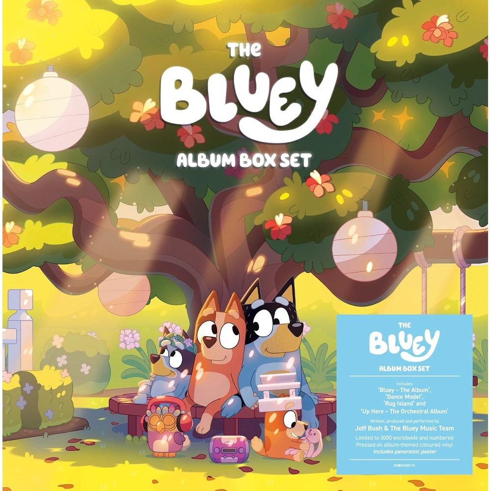 image:imageBluey Album Box Set Amazon Exclusive Limited Boxset contains 4LPs on Album Themed Colored Vinyl with Panoramic Poster